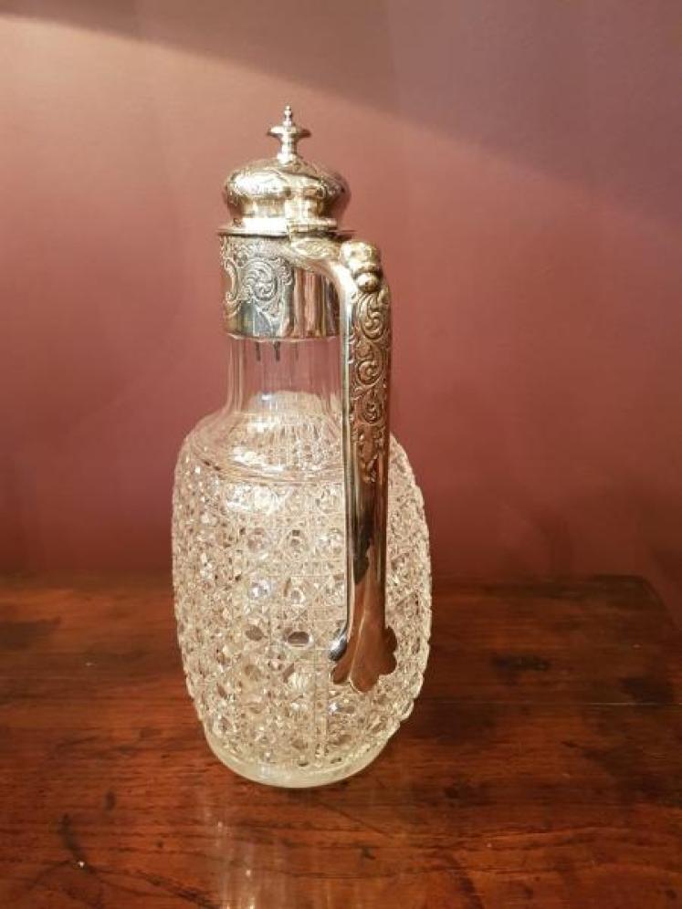 Victorian Cut Crystal and Silver Plated Mount Claret Jug - Image 5