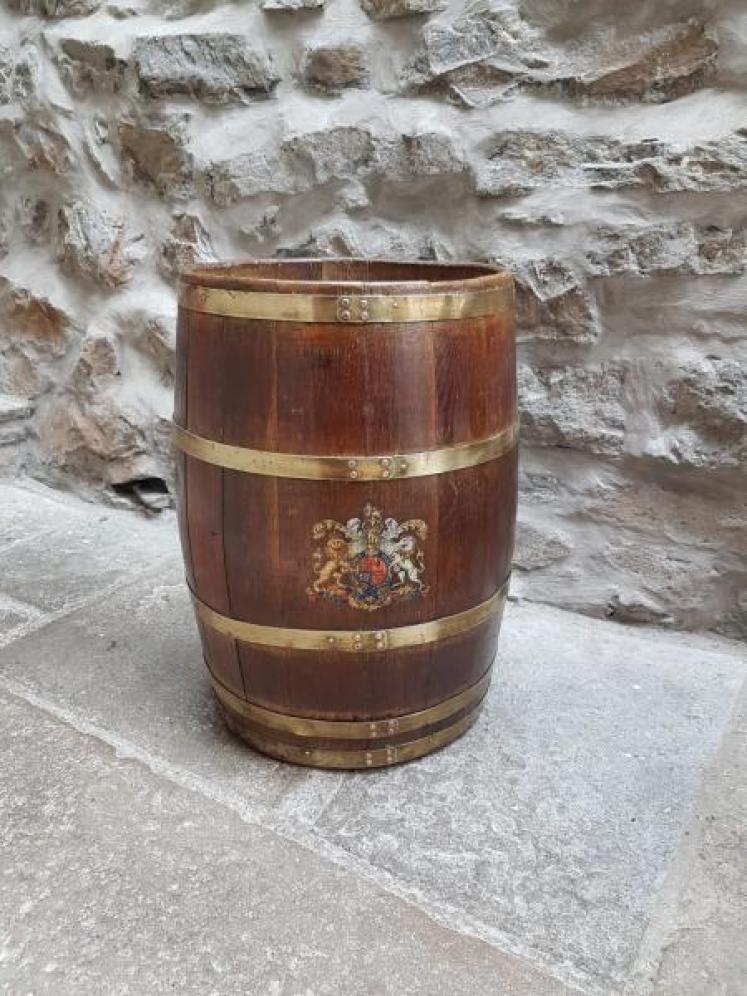 Victorian Oak Brass Bound Royal Coat of Arms Stick Stand - Image 1