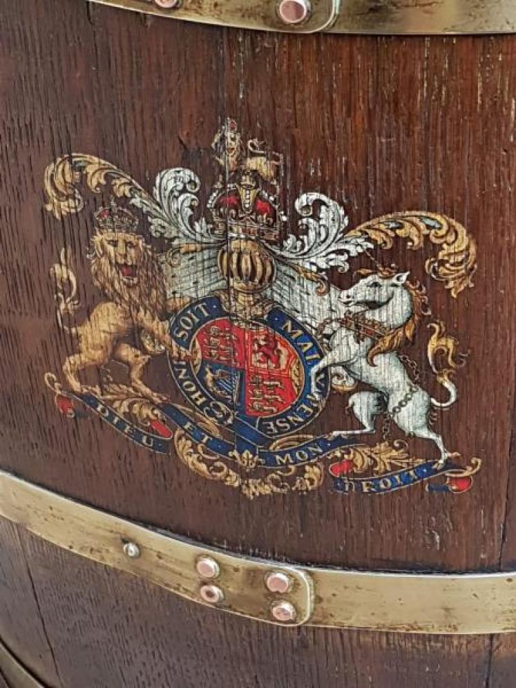 Victorian Oak Brass Bound Royal Coat of Arms Stick Stand - Image 2