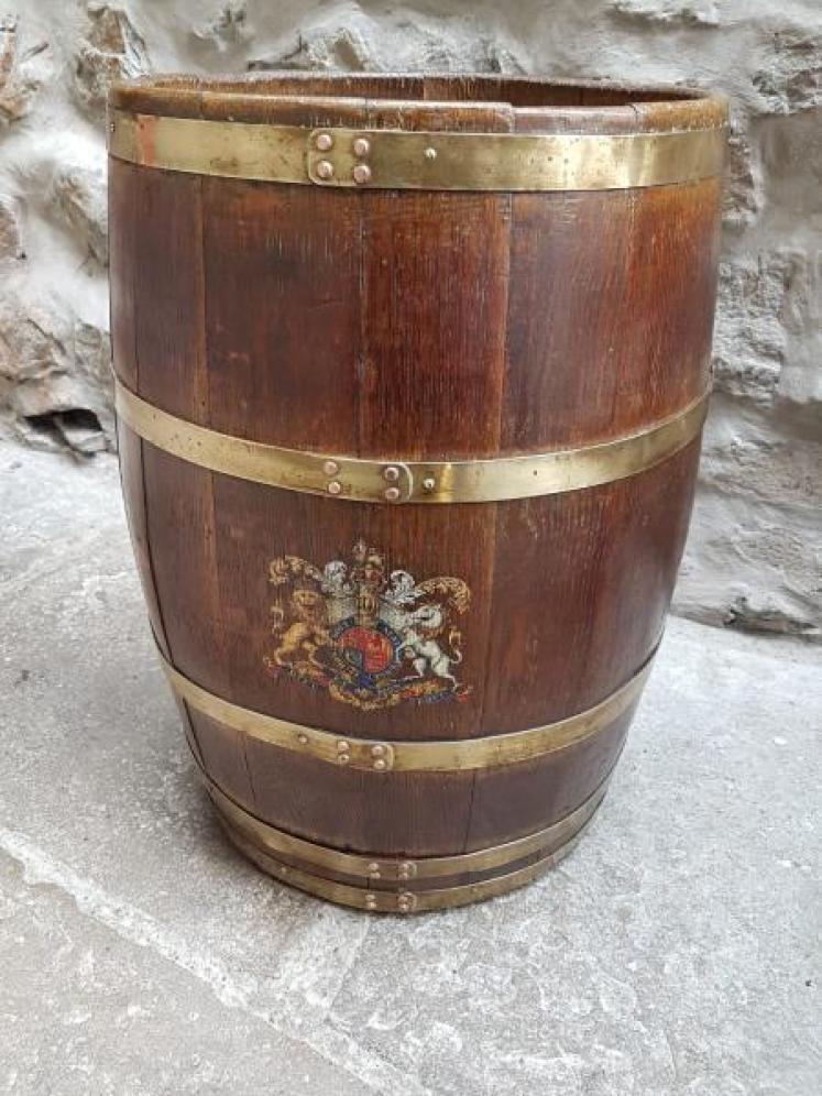Victorian Oak Brass Bound Royal Coat of Arms Stick Stand - Image 5