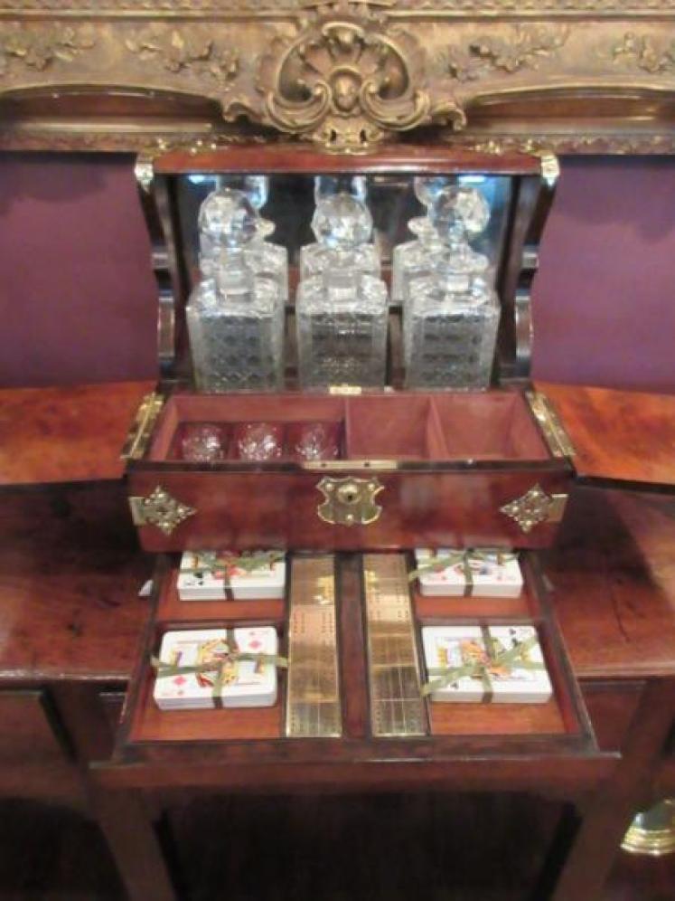 Superb Mid Victorian Burr Walnut Games Tantalus - Image 1