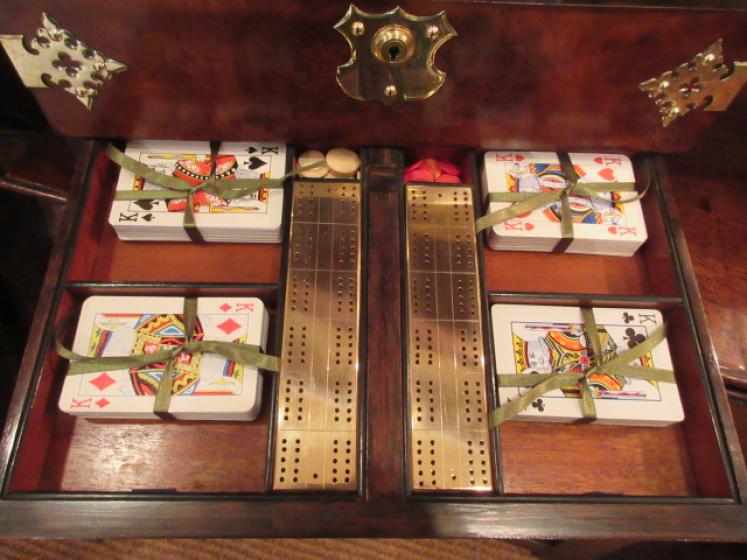 Superb Mid Victorian Burr Walnut Games Tantalus - Image 3