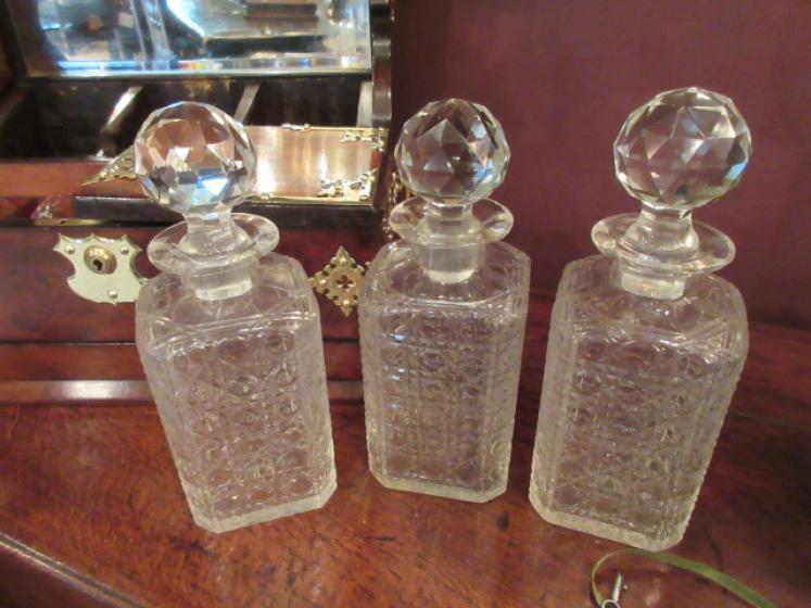Superb Mid Victorian Burr Walnut Games Tantalus - Image 4