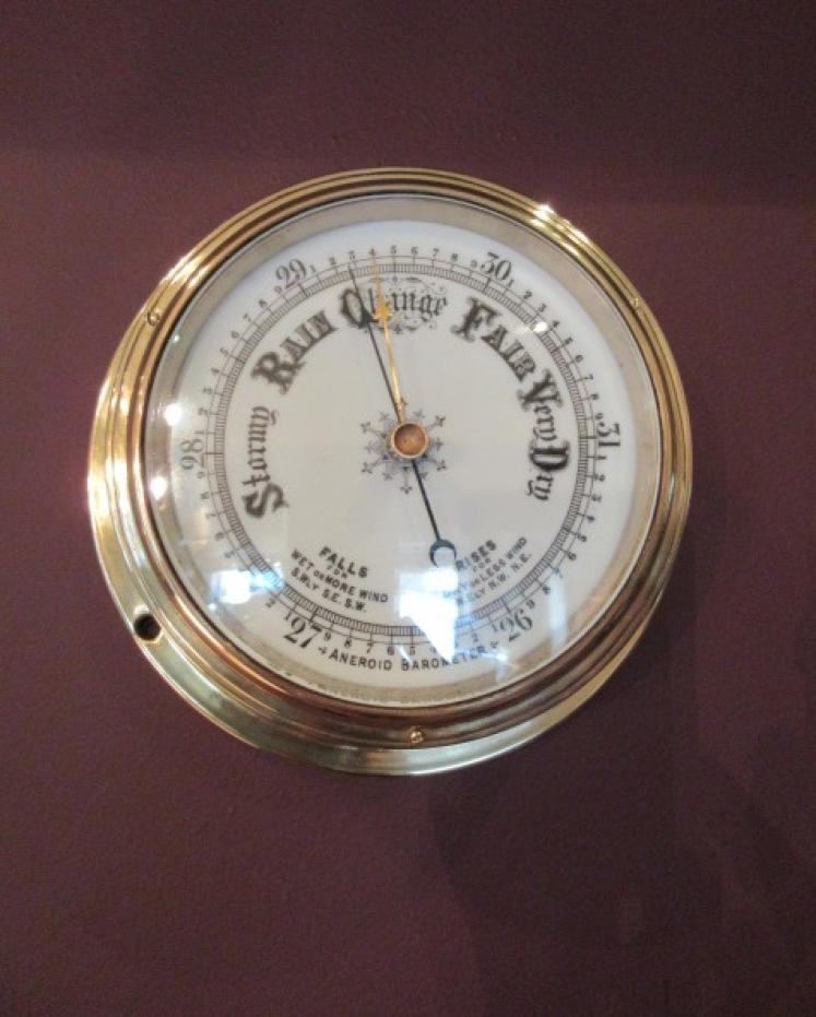 Antique Polished Brass Bulkhead Marine Barometer - Image 5