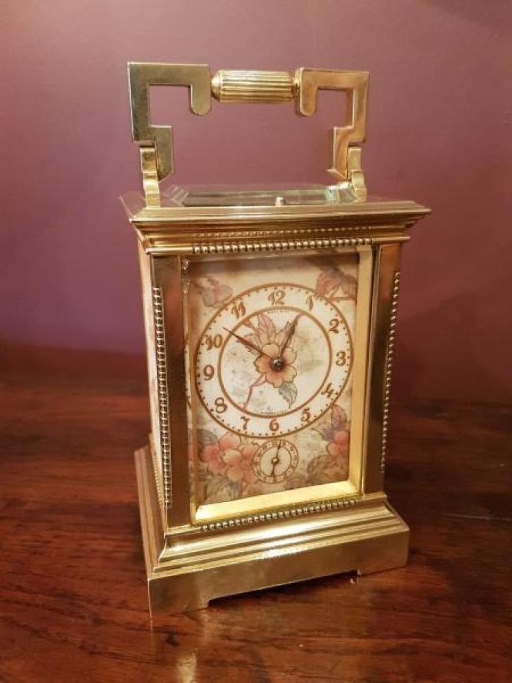 Fine Victorian 8 day Repeater Carriage Clock with Hand Painted Porcelain Panels - Image 1