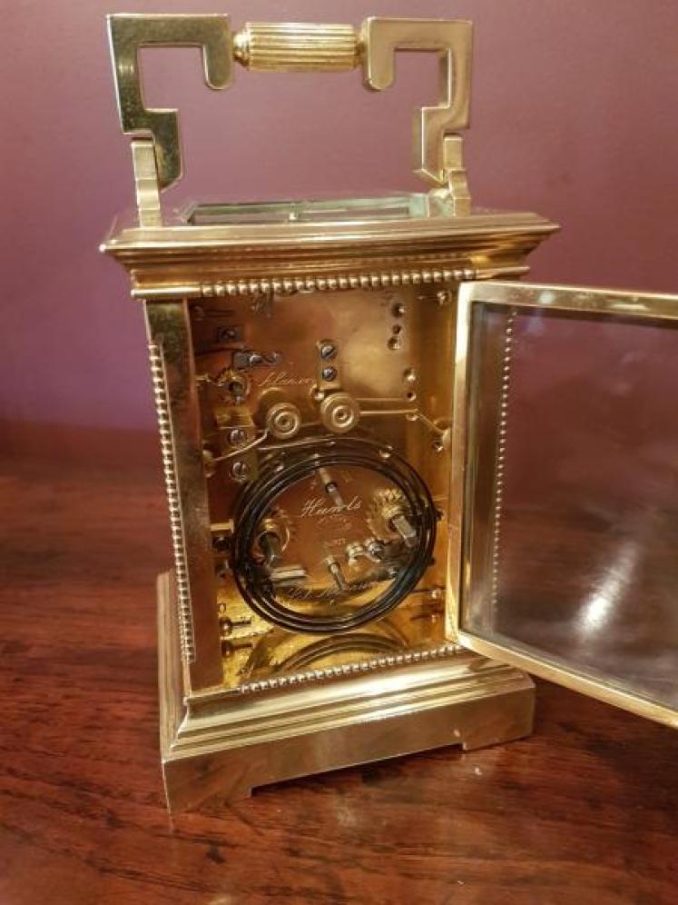 Fine Victorian 8 day Repeater Carriage Clock with Hand Painted Porcelain Panels - Image 3