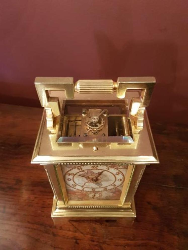 Fine Victorian 8 day Repeater Carriage Clock with Hand Painted Porcelain Panels - Image 4