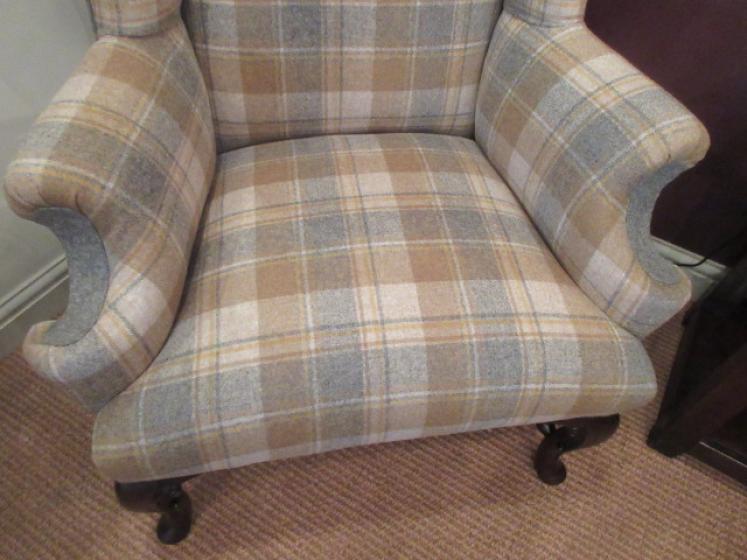 Victorian Antique Upholstered Wing Back Armchair - Image 2