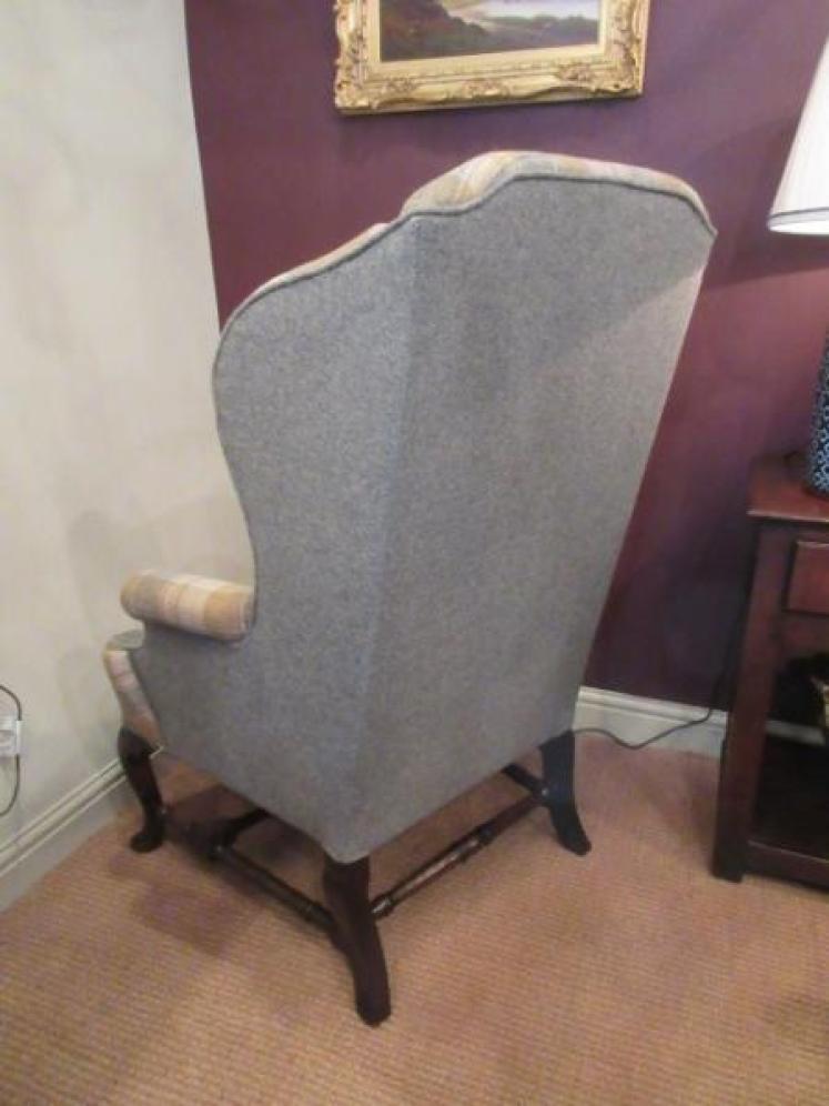 Victorian Antique Upholstered Wing Back Armchair - Image 3