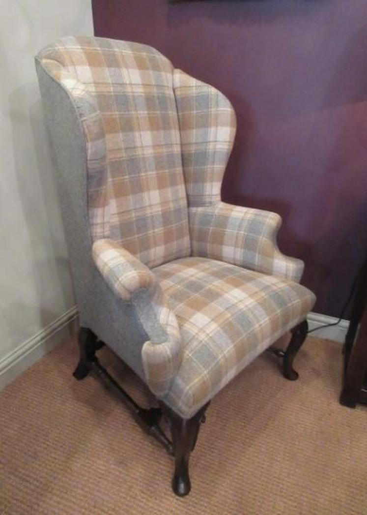 Victorian Antique Upholstered Wing Back Armchair - Image 5