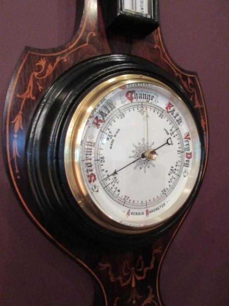 Top Quality Antique Rosewood Inlaid Banjo Barometer - Image 2