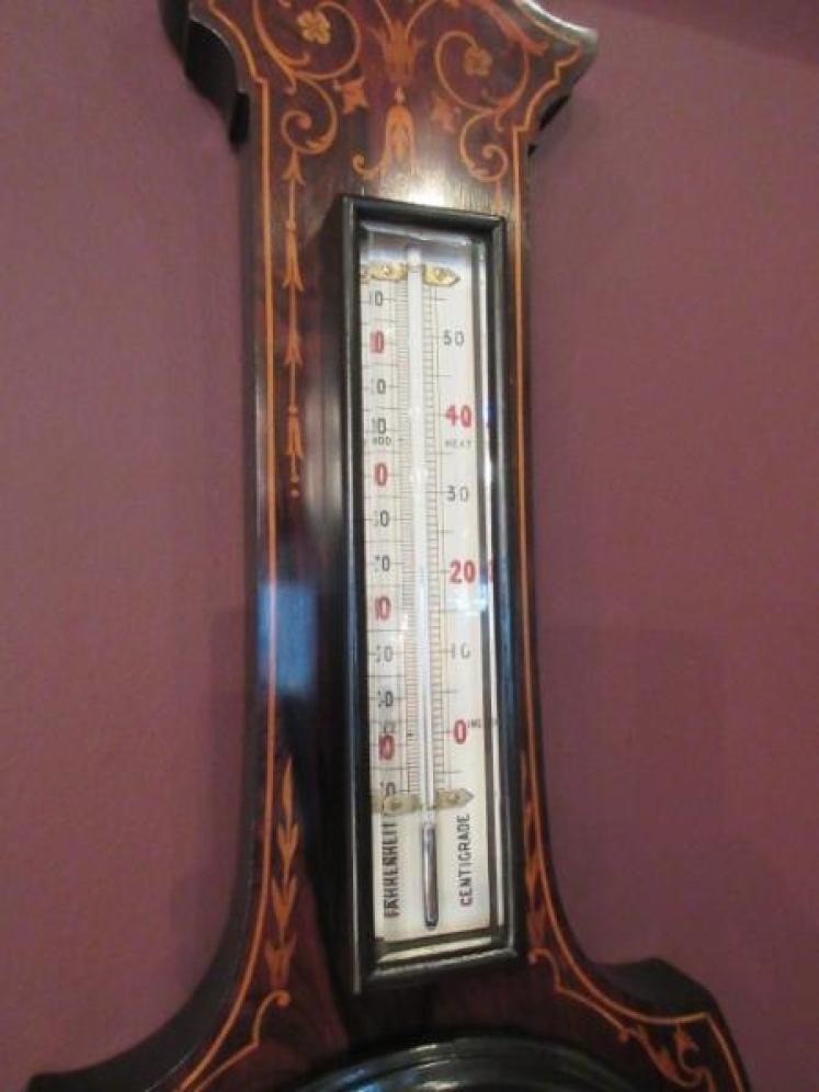 Top Quality Antique Rosewood Inlaid Banjo Barometer - Image 3