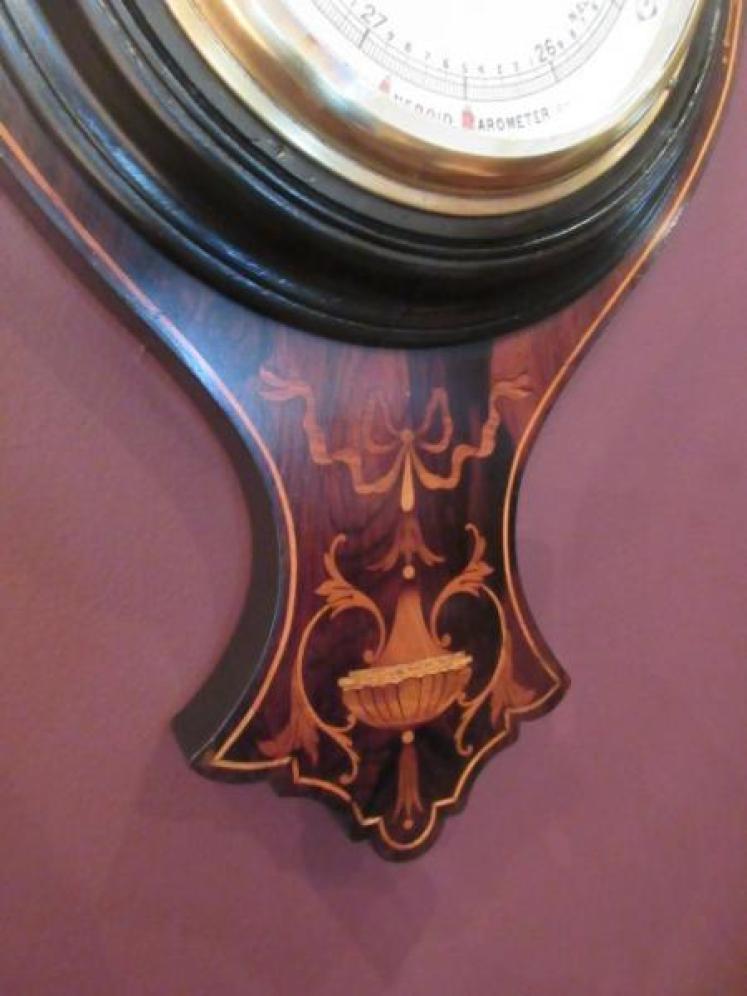 Top Quality Antique Rosewood Inlaid Banjo Barometer - Image 5