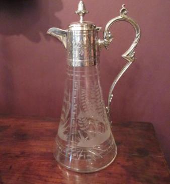 Late Victorian Antique Silvered Claret Jug