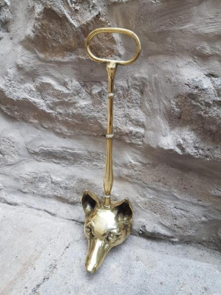 Victorian Cast Brass Fox Head Door Stop - Image 1