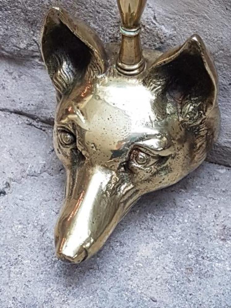 Victorian Cast Brass Fox Head Door Stop - Image 2