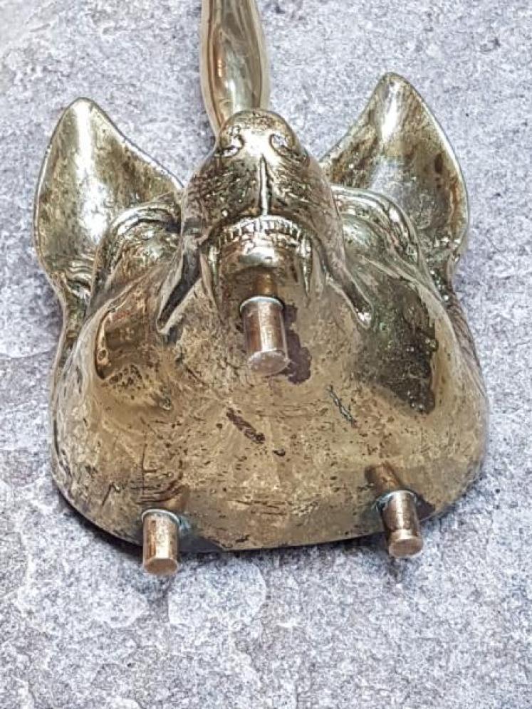 Victorian Cast Brass Fox Head Door Stop - Image 3