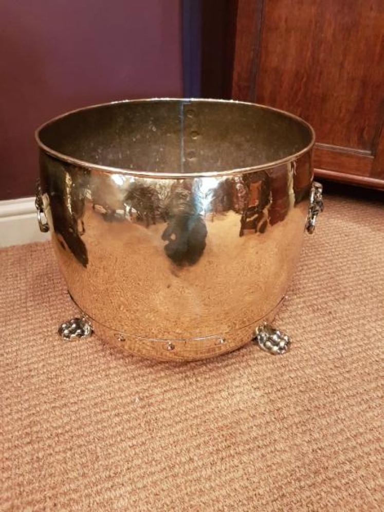 Quality Victorian Brass Log Bin or Planter - Image 1