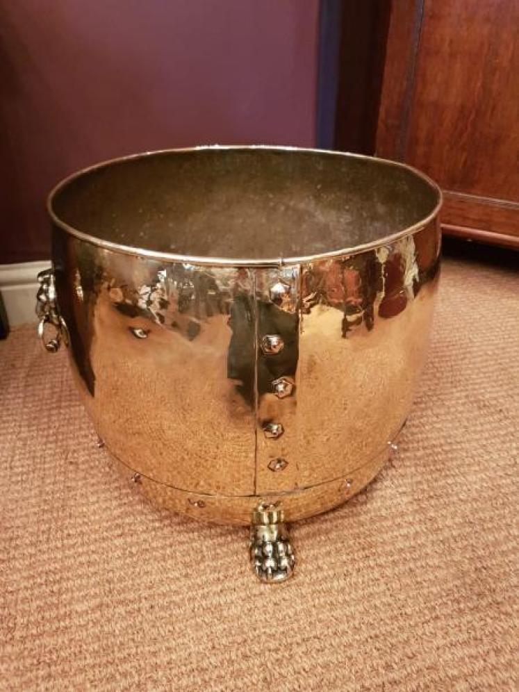 Quality Victorian Brass Log Bin or Planter - Image 5