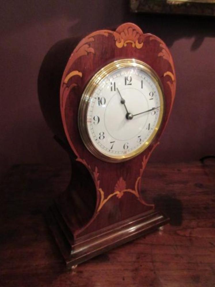 Edwardian Period Inlaid Petal Shaped Mantel Clock - Image 1