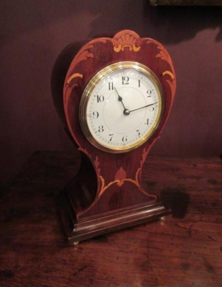 Edwardian Period Inlaid Petal Shaped Mantel Clock - Image 5