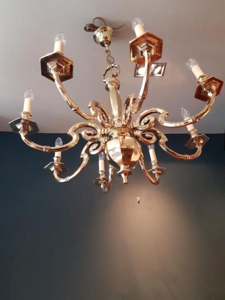 Top Quality Edwardian Eight  Arm Cast Bronze Chandelier - Image 2