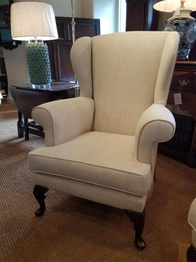 Pair of Sylish Edwardian Upholstered Wing Back Armchairs - Image 5