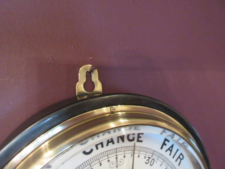Large Antique Polished Steel  Marine Barometer - Image 3