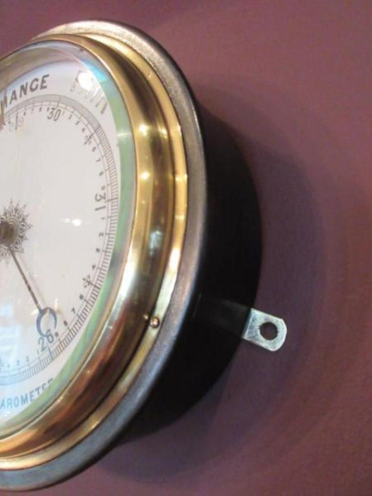 Large Antique Polished Steel  Marine Barometer - Image 4