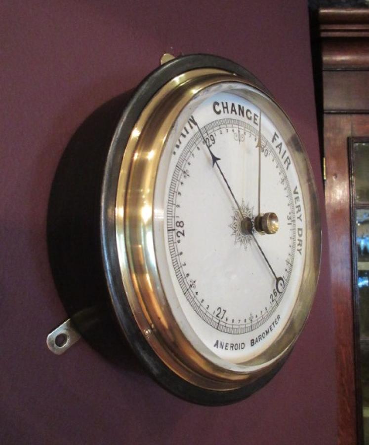 Large Antique Polished Steel  Marine Barometer - Image 5
