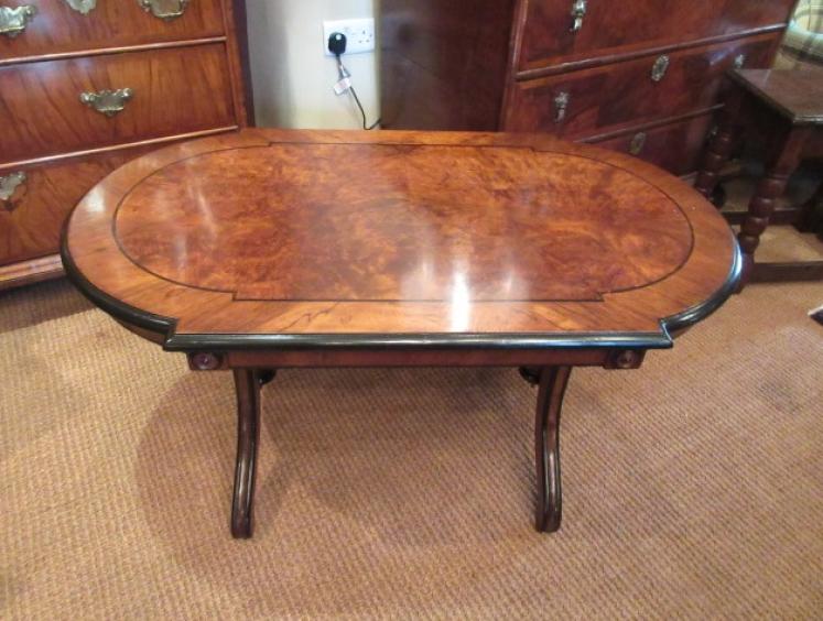 Antique Figured Walnut Shaped Top Coffee Table - Image 1