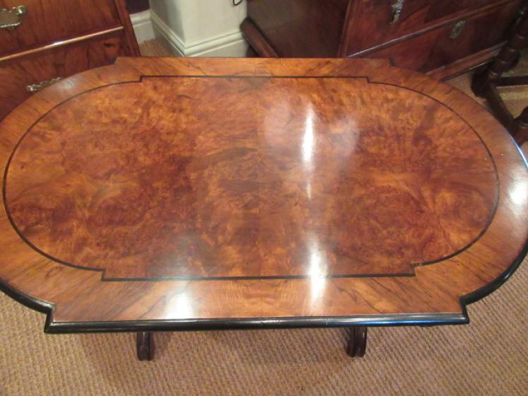 Antique Figured Walnut Shaped Top Coffee Table - Image 2