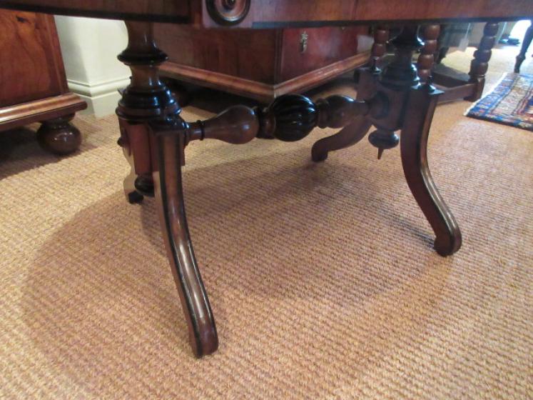 Antique Figured Walnut Shaped Top Coffee Table - Image 3