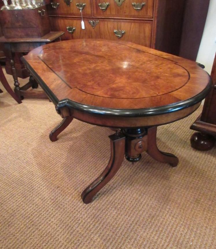 Antique Figured Walnut Shaped Top Coffee Table - Image 5