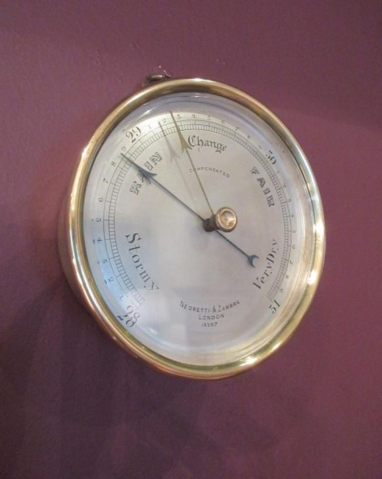 Antique Negretti & Zambra Polished Brass Marine Barometer - Image 1