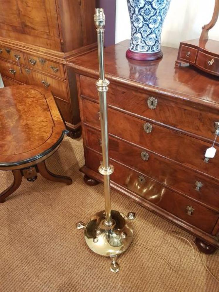 Antique Art Nouveau Solid Brass Rise and Fall Lamp Standard - Image 1