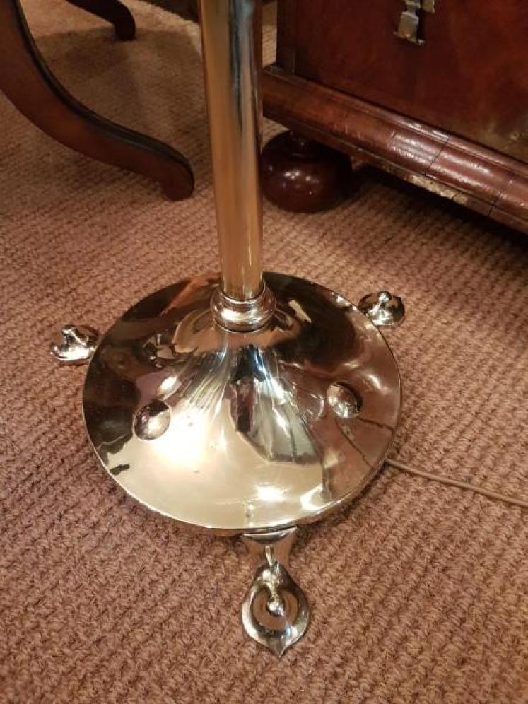 Antique Art Nouveau Solid Brass Rise and Fall Lamp Standard - Image 3