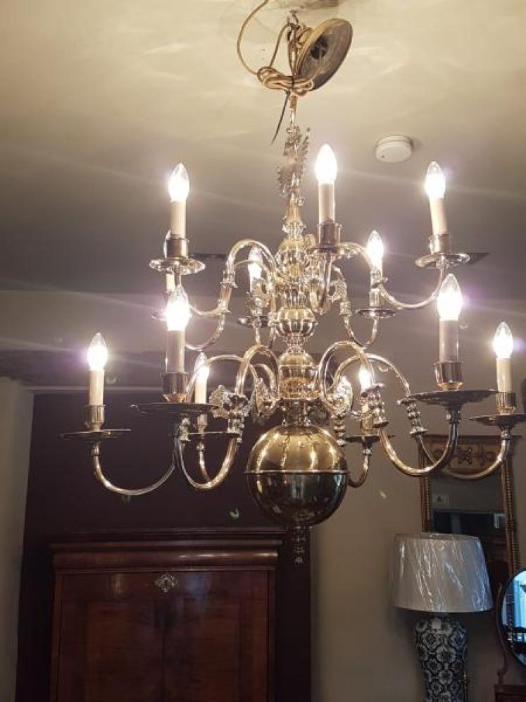 Impressive Late Victorian 12 Arm Two Tier Chandelier - Image 1
