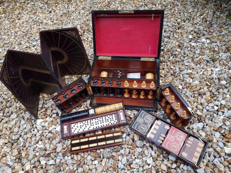 Superb Antique Victorian Oak Cased Games Compendium - Image 4
