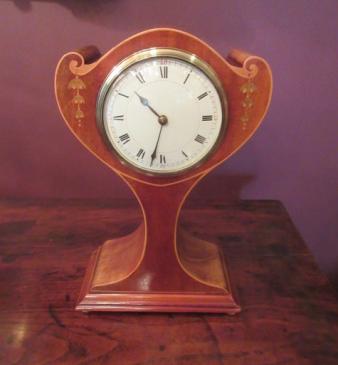Elegant Art Nouveau Inlaid Mantel Clock
