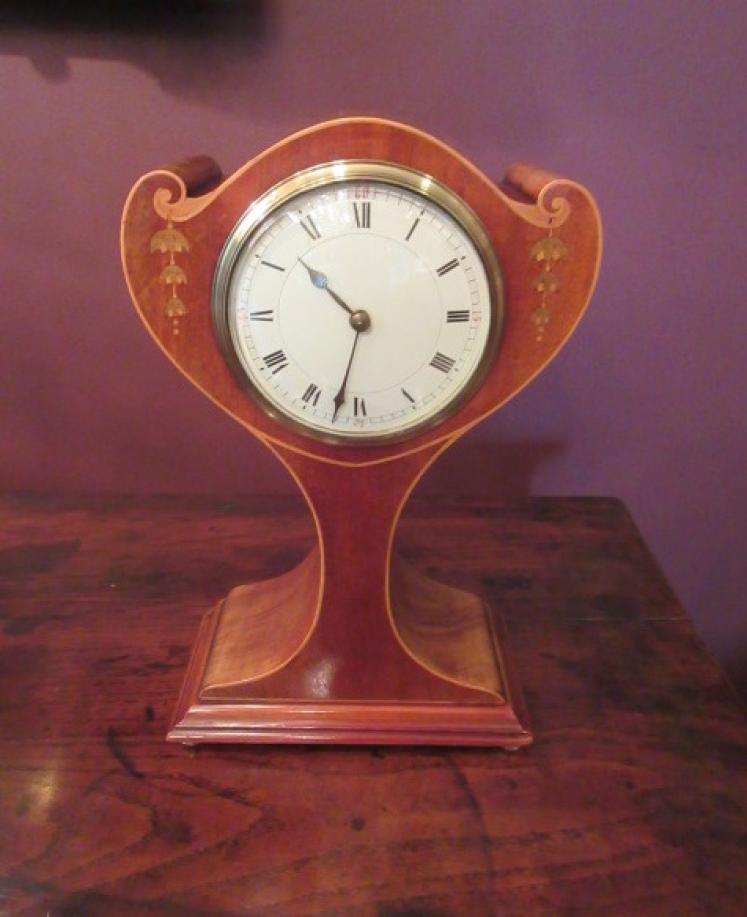 Elegant Art Nouveau Inlaid Mantel Clock - Image 1
