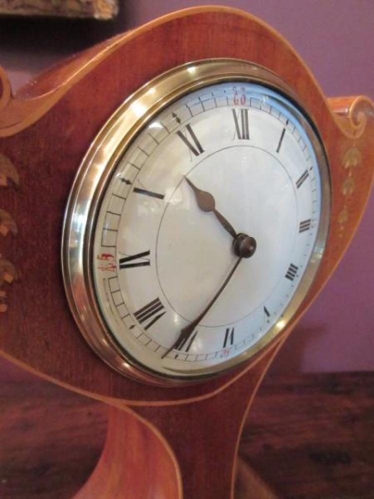 Elegant Art Nouveau Inlaid Mantel Clock - Image 2