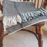 Tweedmill Block Check Duck Egg Pure Wool Throw Blanket