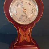 Antique Victorian Butterfly Inlaid Mantelpiece Barometer by Sam Robinson of Rugby