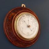 Antique Victorian Carved Oak Surround Aneroid Barometer