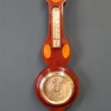 Antique Edwardian Mahogany Sheraton Inlaid Banjo Barometer