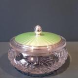 Antique Silver and Engine Turned Enamel Table Jar by Albert Carter of Birmingham