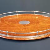 Antique Victorian Oak and Silver Plate Tray