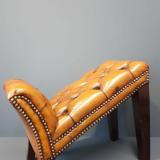 Antique 1930's Leather Foot Stool or Gout Stool