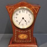 Antique Edwardian Flared Top Inlaid Mantel Clock